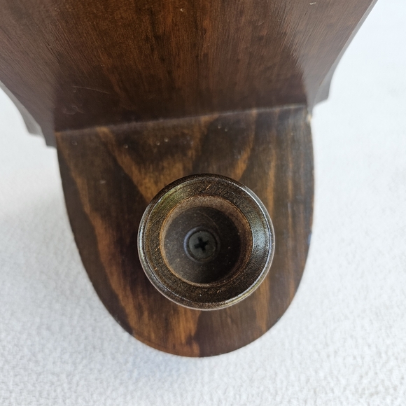 VTG Wooden Wall Sconce Taper Pillar Candle Holder One MCM Brown Scalloped - Picture 7 of 7